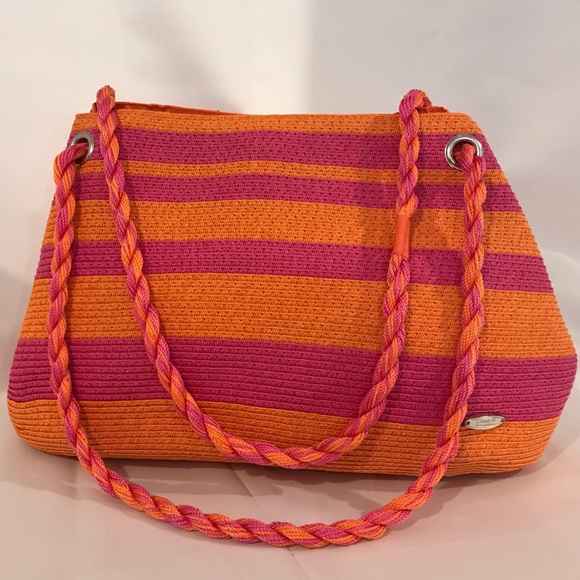 Handbags - Pink and orange straw purse